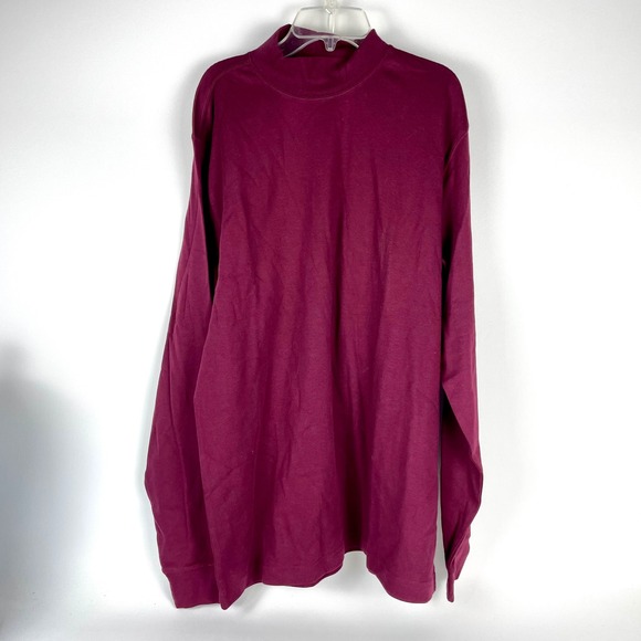Lands' End Other - Lands' End Shirt Mock Neck Men Large Burgundy Long Sleeve Cotton Blend L